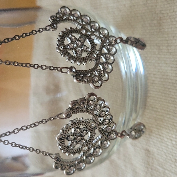 2 Pairs Silver and Rhinestone Chandelier Earrings. - Picture 4 of 5